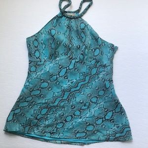 Sleeveless halter snake print blouse